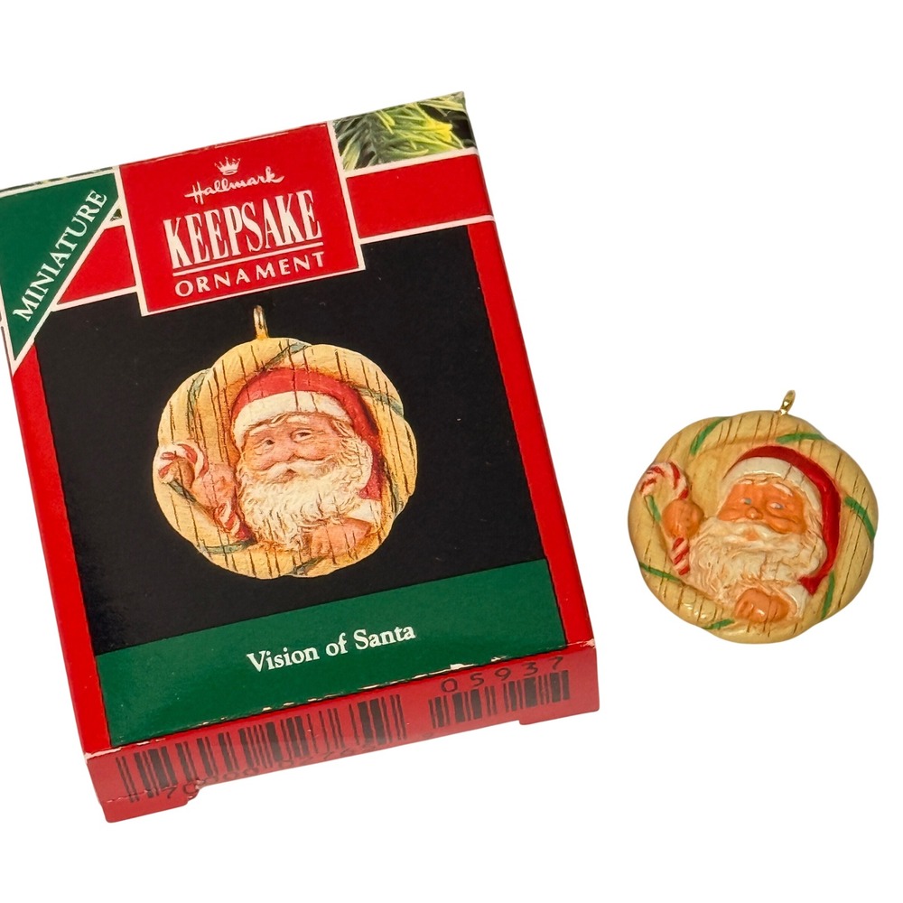 Hallmark Keepsake Ornament 1991 Vision of Santa Miniature Vintage QXM593-7 Boxed